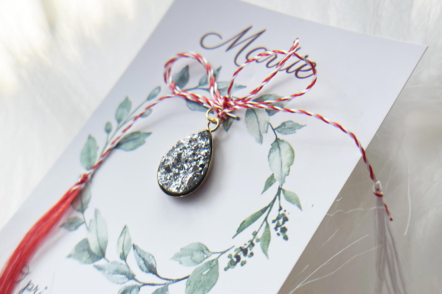 Martisor panandativ placat aur Lacrima Druzy