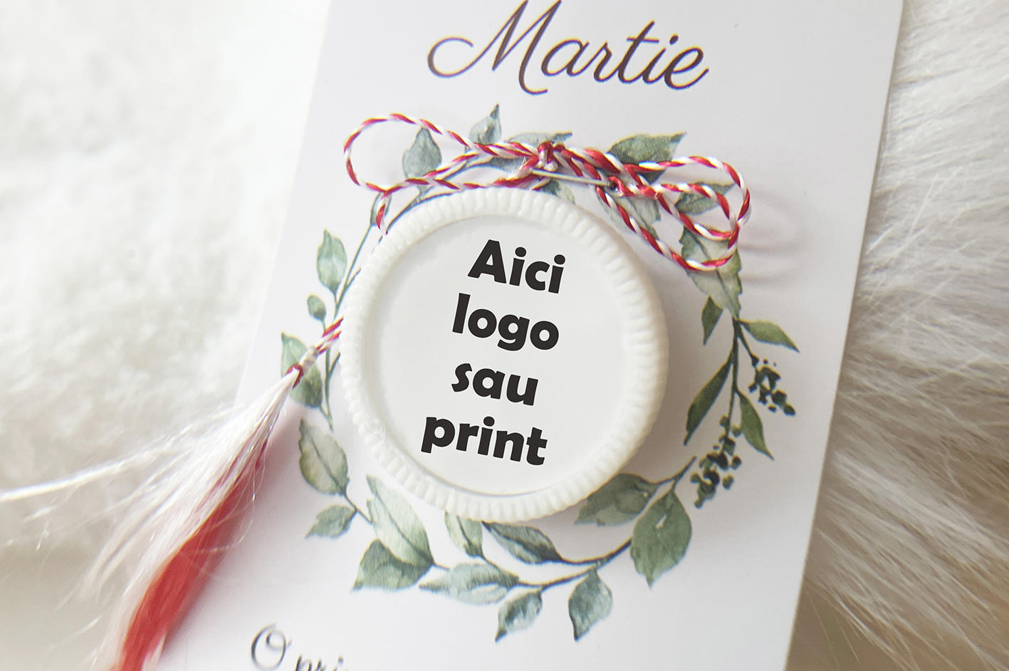 100 buc Martisor personalizat brosa cu rama alba