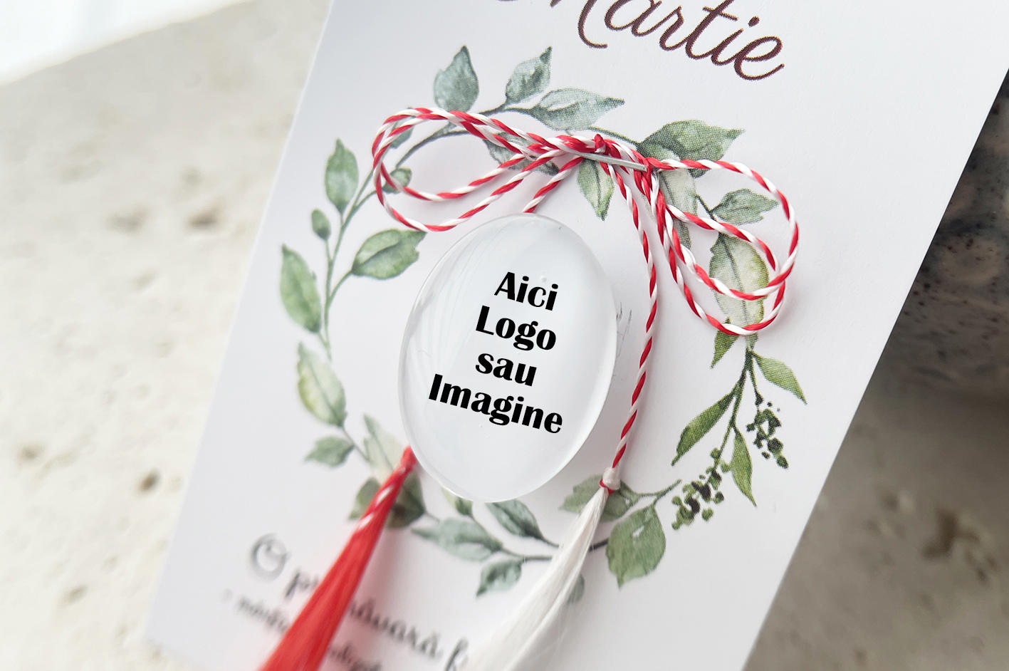 100 buc Martisor personalizat brosa cu sticla ovala