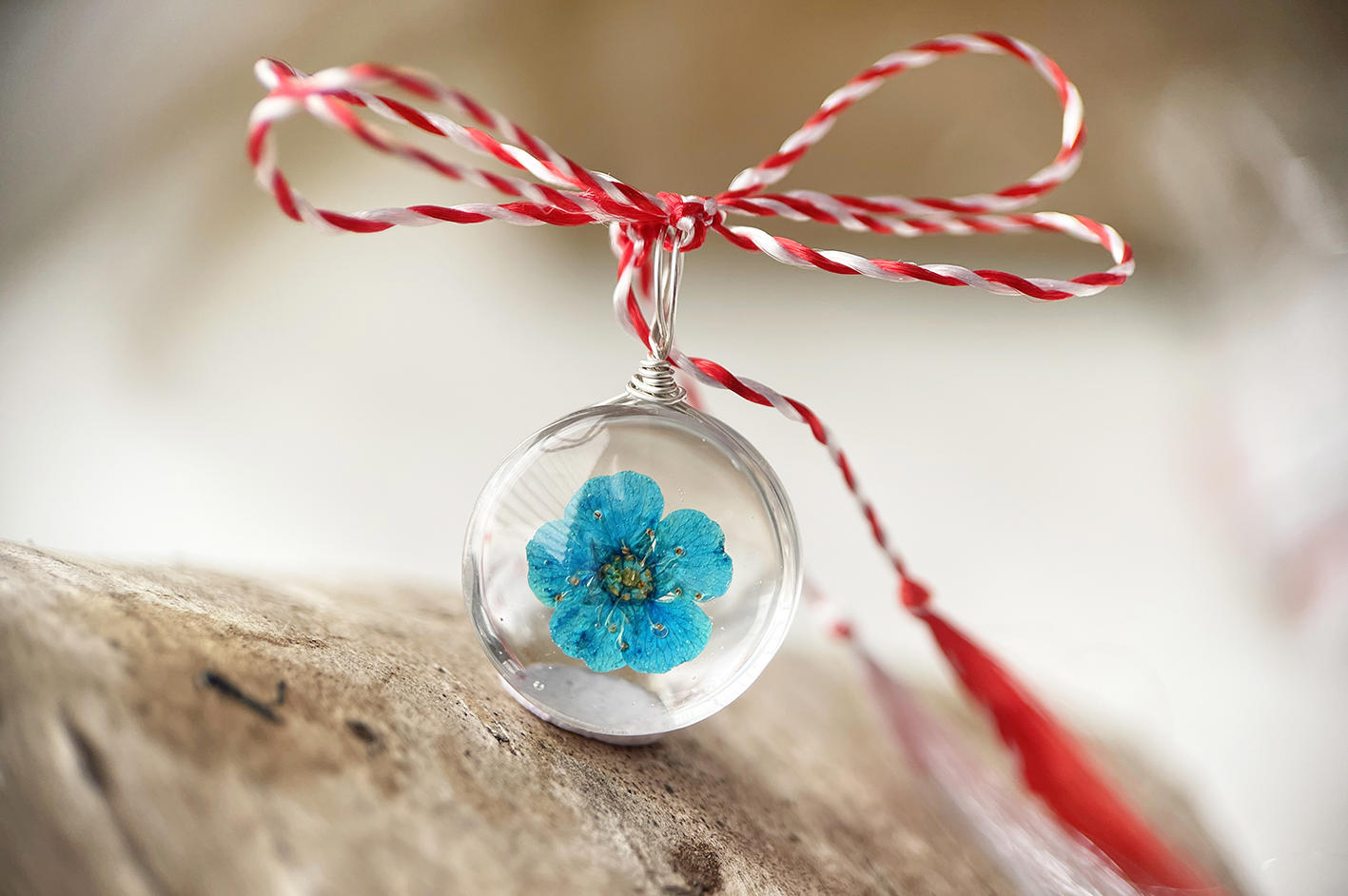 Martisor Pandantiv argint 925 Blue Flower (round edition)