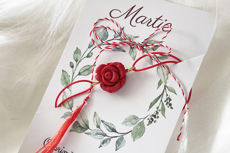 Martisor bratara cu snur Red Rose