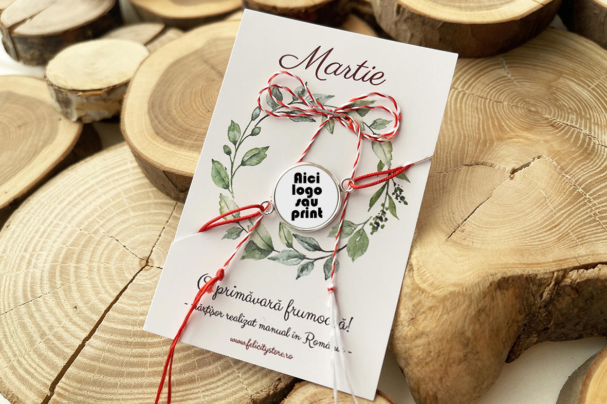 100 buc Martisor bratara placata cu argint personalizata
